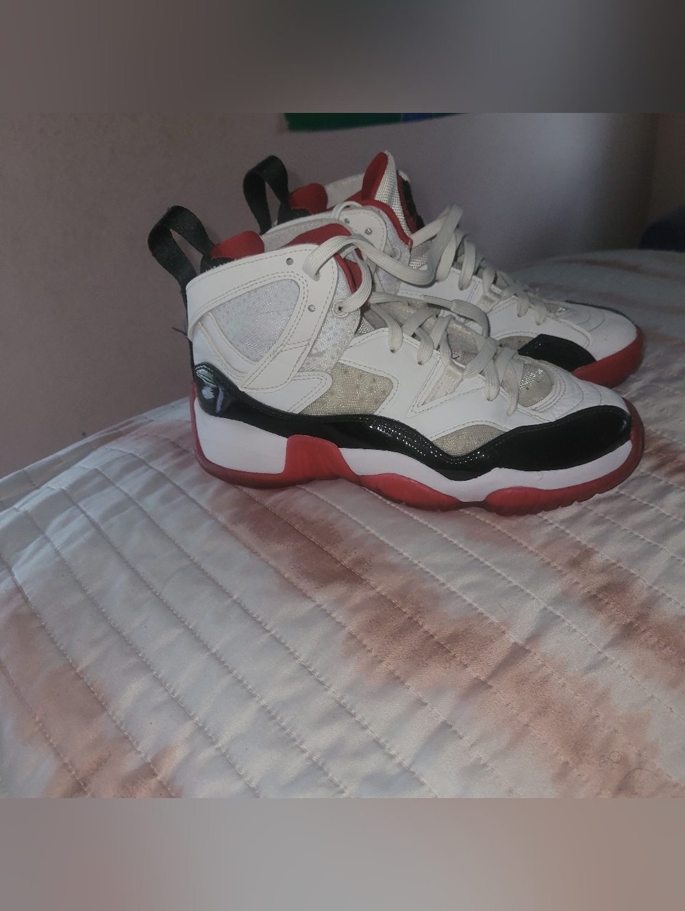 Jordan Two Trey Kids Shoes White Black and Red Size 4.5Y - Picture 7 of 10